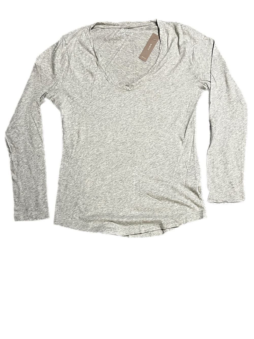 NWT J. Crew Mercantile Light Gray Long Sleeve V-Neck Top